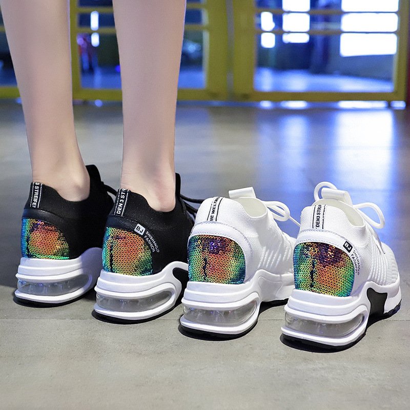 Nei Zeng Gao Fei Weaving Women's Shoes Spring 2021 New Student Sports Shoes Women's Air Cushion Increased Platform Shoes