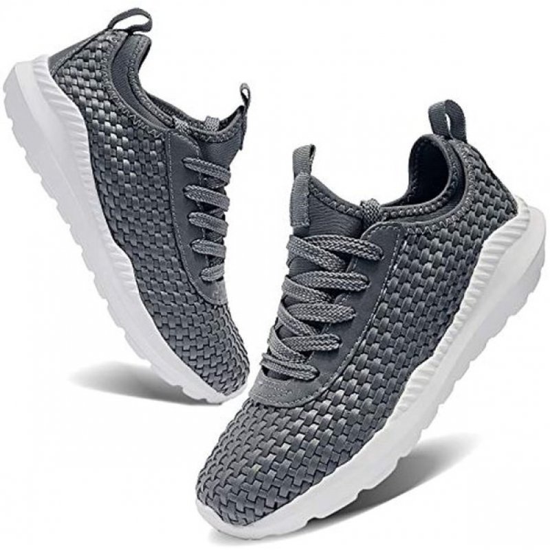 TIAMOU Walking Men and Women Running Shoes Sports Woven Slip Sneakers Casual Basketball Fashion Outdoor Movement Leisure Shoe Grey