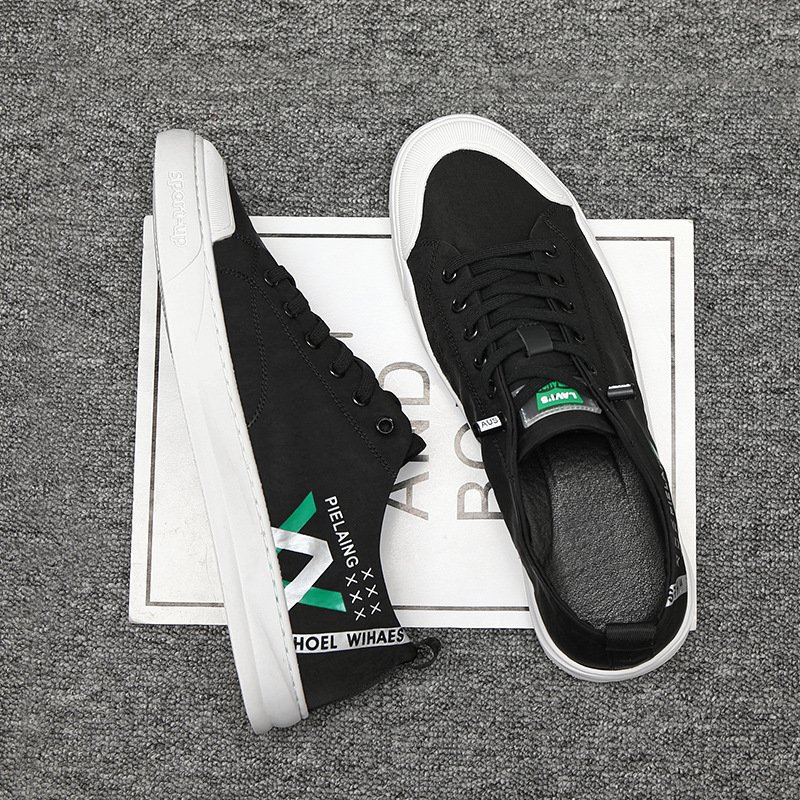 Ice silk cloth shoes men's letter tide shoes casual shoes 2021 autumn new breathable single shoes low-cut shallow mouth men's shoes