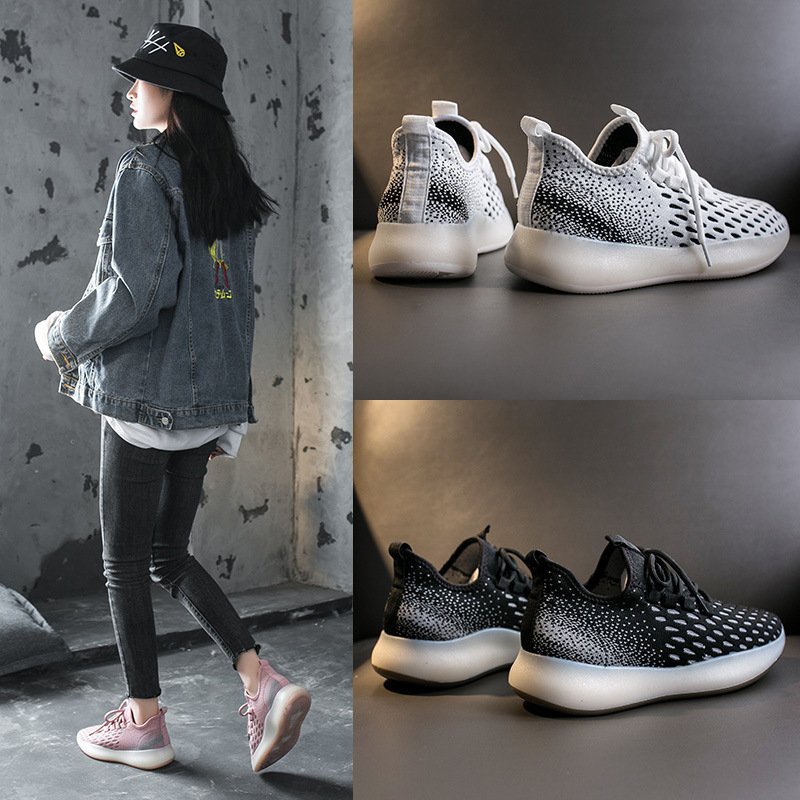 Breathable flying woven women's shoes 2021 spring and summer new sports shoes female students running casual shoes women
