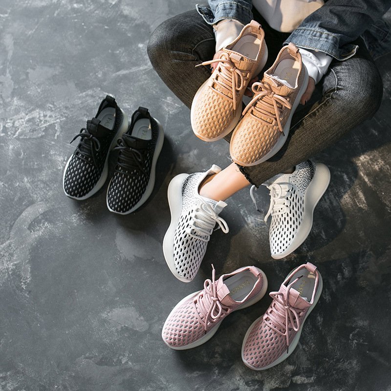 Breathable flying woven women's shoes 2021 spring and summer new sports shoes female students running casual shoes women