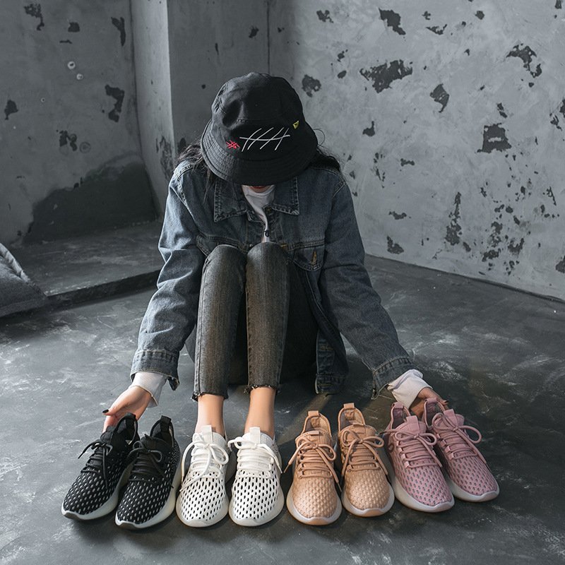 Breathable flying woven women's shoes 2021 spring and summer new sports shoes female students running casual shoes women